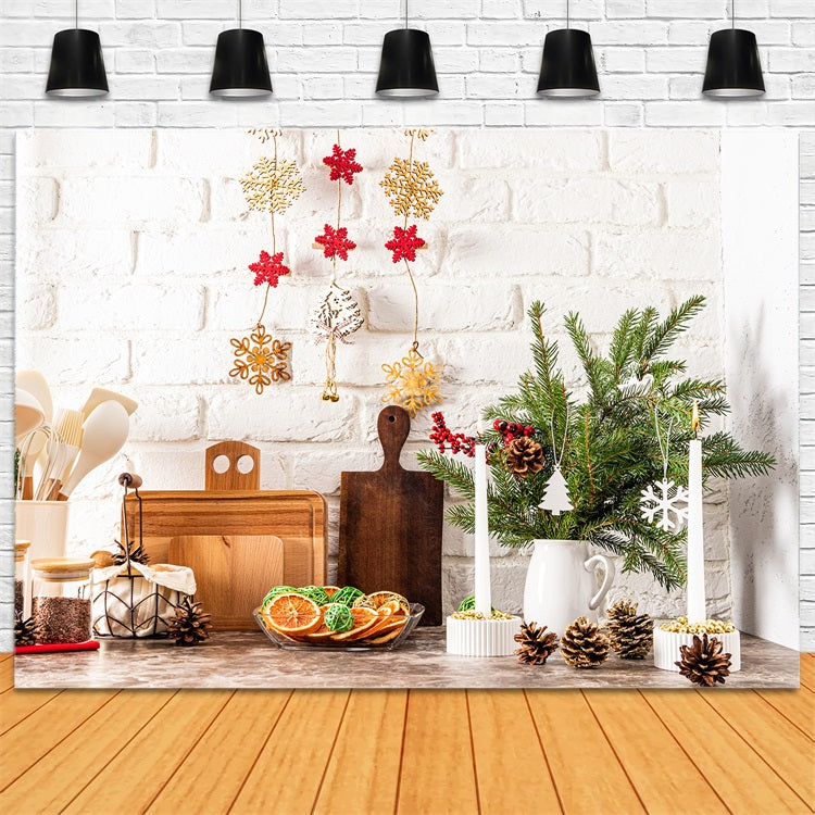 Weihnachten Fotografie Backdrops Küche Dekor Tannenzapfen Backdrop BRP11-188