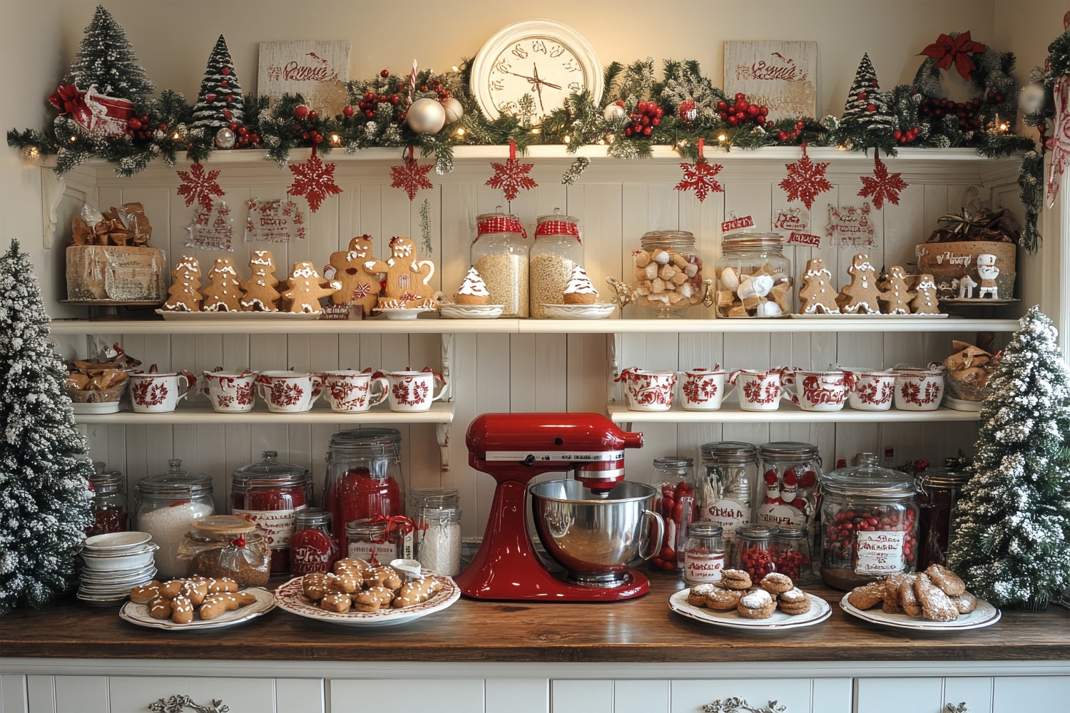 Weihnachten Backdrops Backen Display Lebkuchenmänner Gläser Backdrop BRP11-194