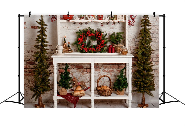 Weihnachtsbaum Backdrop Konsole Kranz Kiefer Dekor Backdrop BRP11-197