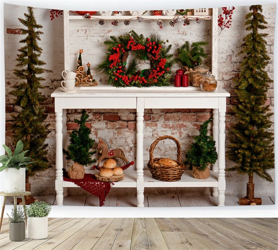 Weihnachtsbaum Backdrop Konsole Kranz Kiefer Dekor Backdrop BRP11-197