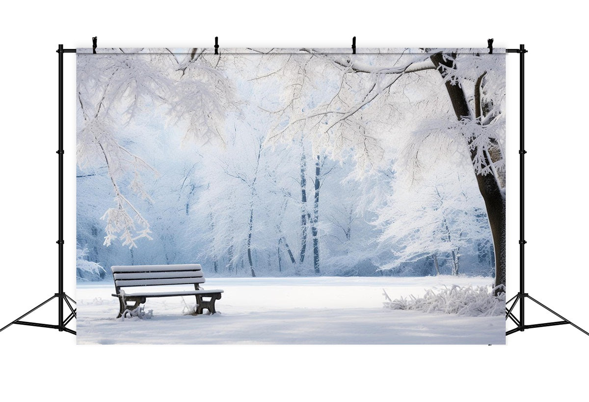 Winter Serene Hintergrund Schneebedeckte Parkbank Hintergrund BRP11-22