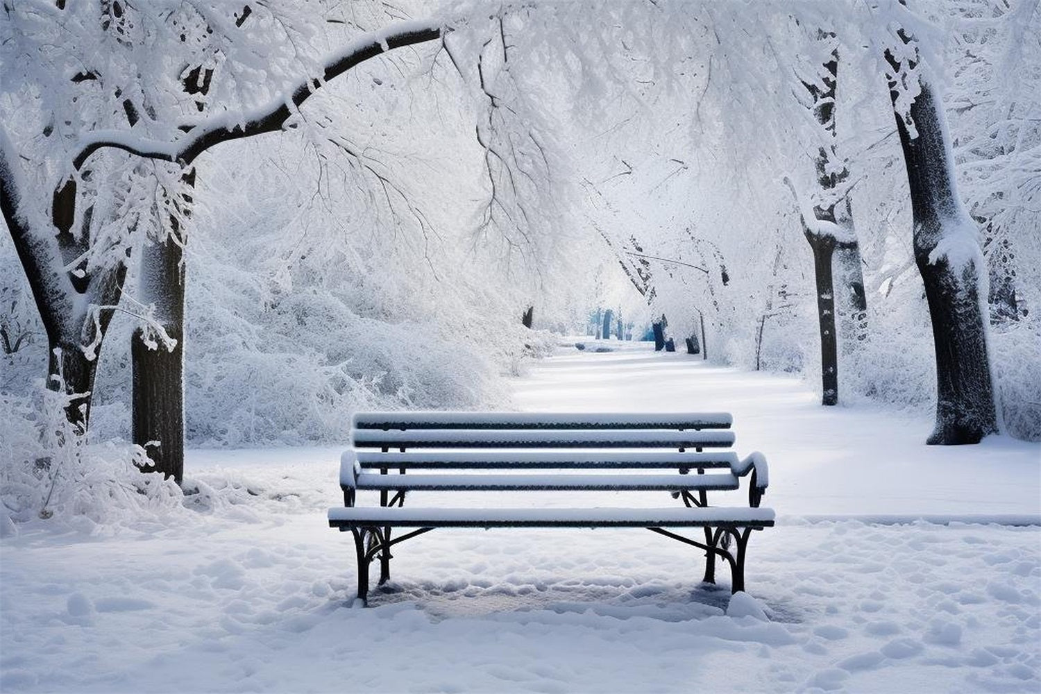 Winter Fotografie Glückselige Parklandschaft Bank Hintergrund BRP11-23