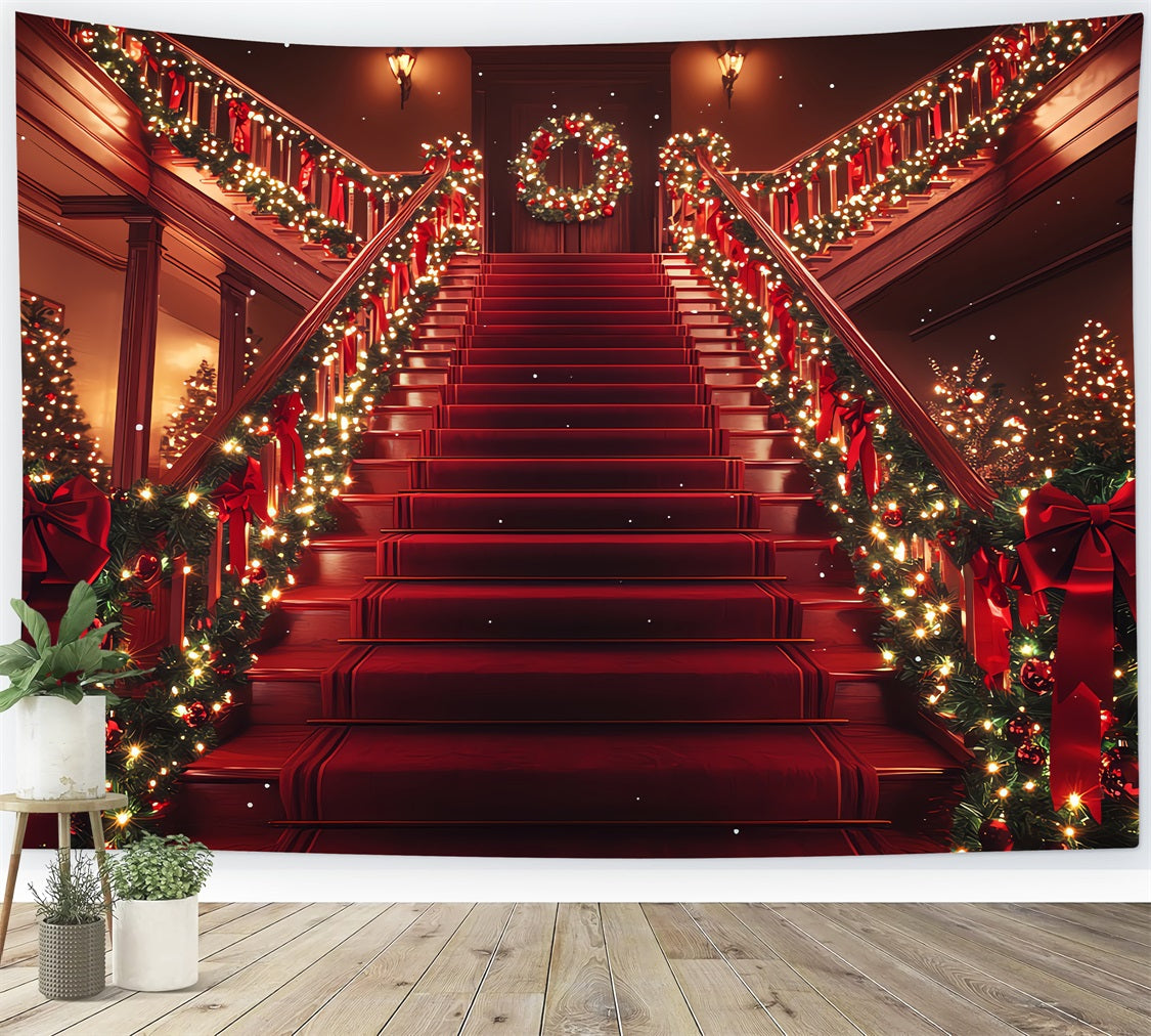 Weihnachtsszene Fotokulissen Rote Treppe Backdrop BRP11-239