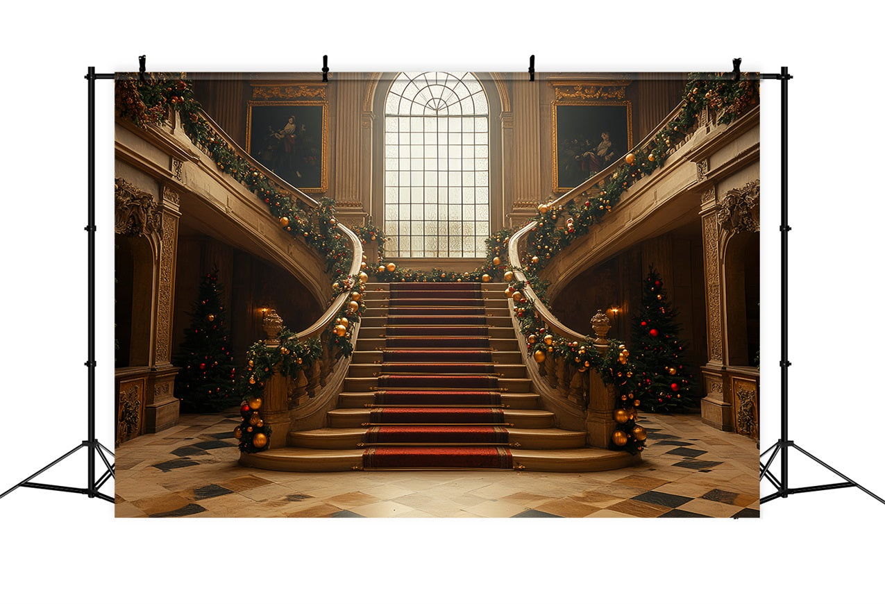 Weihnachten Backdrop Grand Spiral Staircase Celebration Backdrop BRP11-242