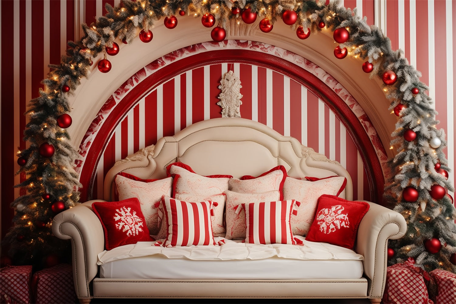 Weihnachten Kopfteil Backdrop Zimmer Rot Weiß Thema Backdrop BRP11-248