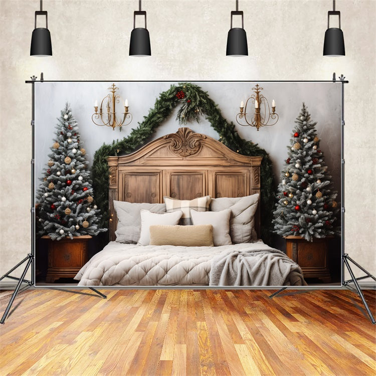 Weihnachten Kopfteil Fotografie Backdrop Schlafzimmer Frosted Pines Backdrop BRP11-249