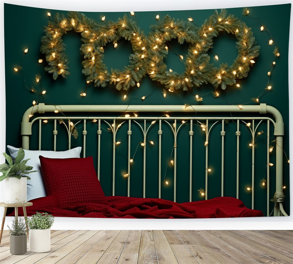 Weihnachten Bett Backdrop Glühende Licht Kranz Szene Hintergrund BRP11-252