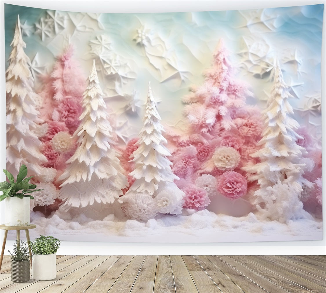 Winter Fotohintergrund Pastellrosa Frosted Forest Hintergrund BRP11-255