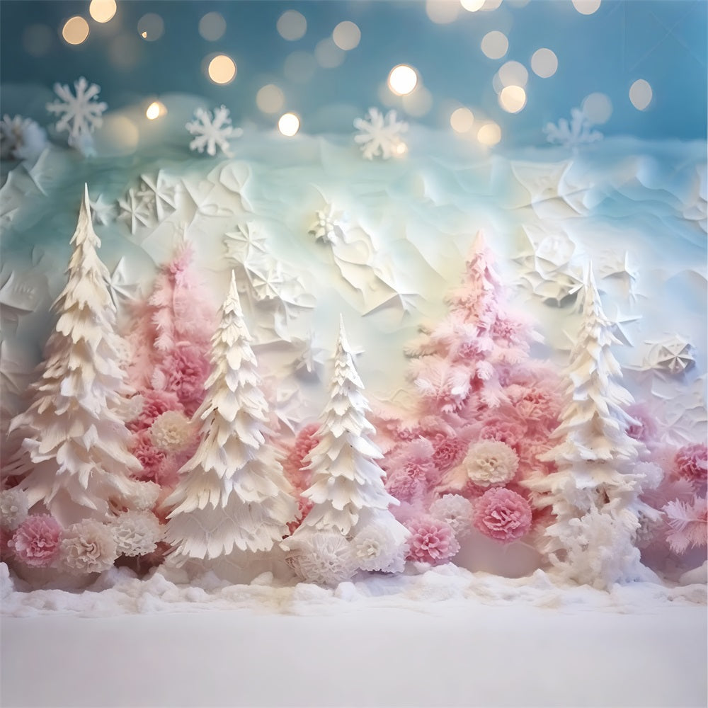 Winter Fotohintergrund Pastellrosa Frosted Forest Hintergrund BRP11-255