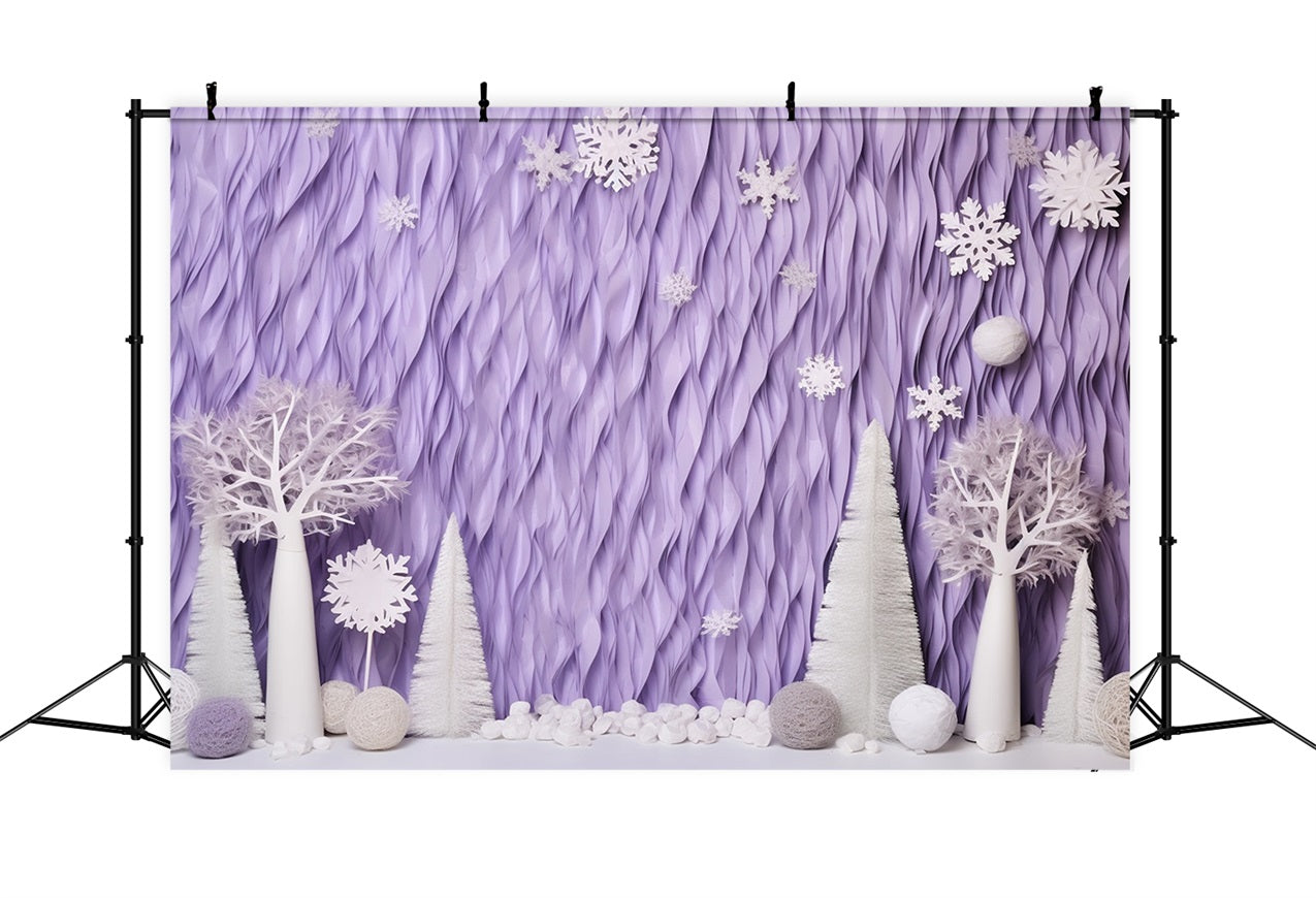 Winter Hintergrund Lavendel Frosted Trees Snowflakes Hintergrund BRP11-256