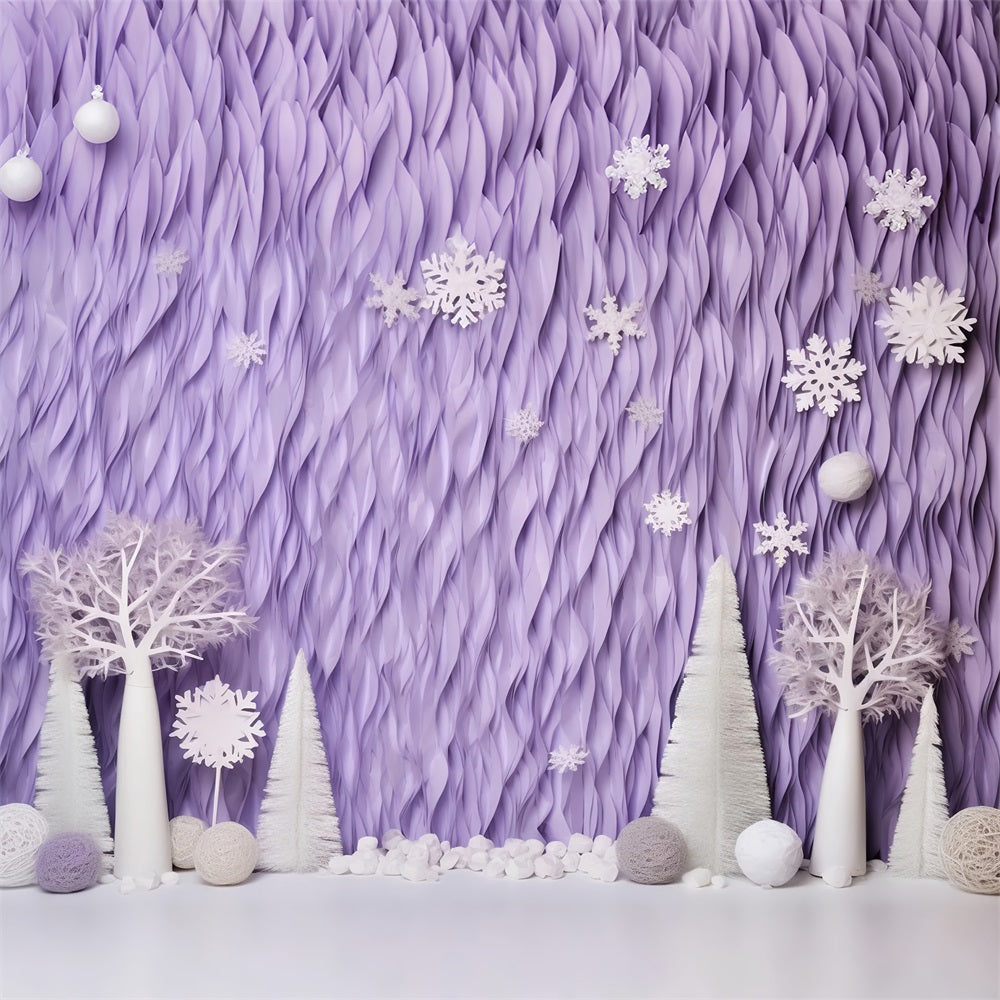 Winter Hintergrund Lavendel Frosted Trees Snowflakes Hintergrund BRP11-256