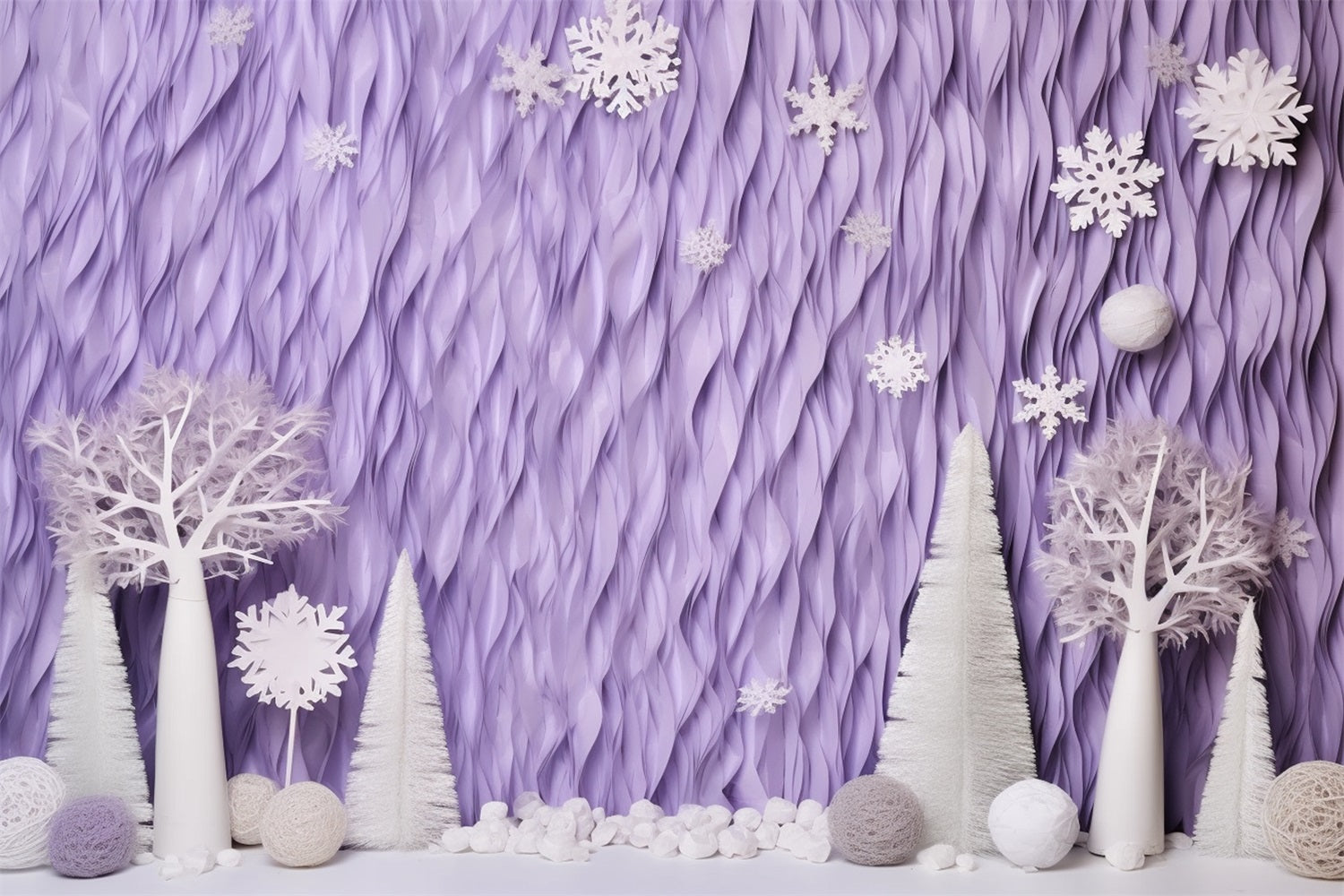 Winter Hintergrund Lavendel Frosted Trees Snowflakes Hintergrund BRP11-256