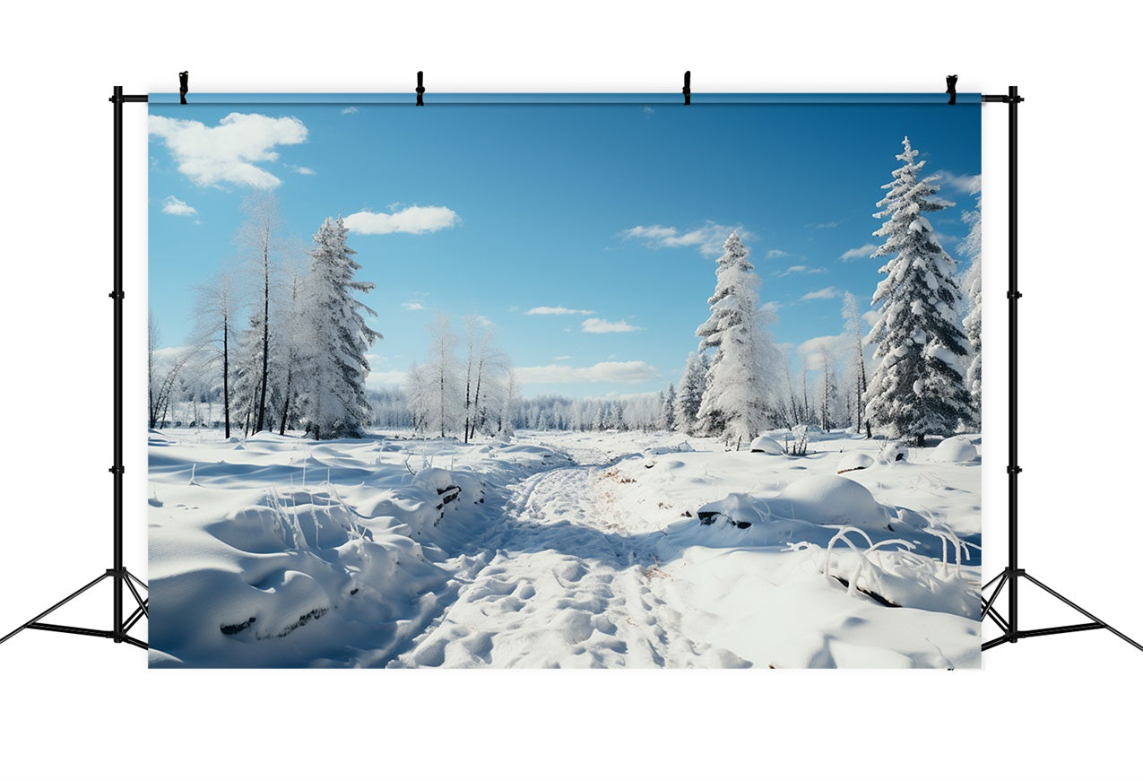 Winter Wälder Hintergrund Vereiste Bäume Blauer Himmel Hintergrund BRP11-266