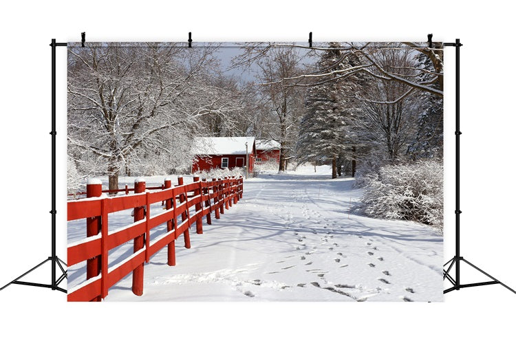 Winter Hintergrund Rustikale Rote Scheune Wunderland Hintergrund BRP11-29