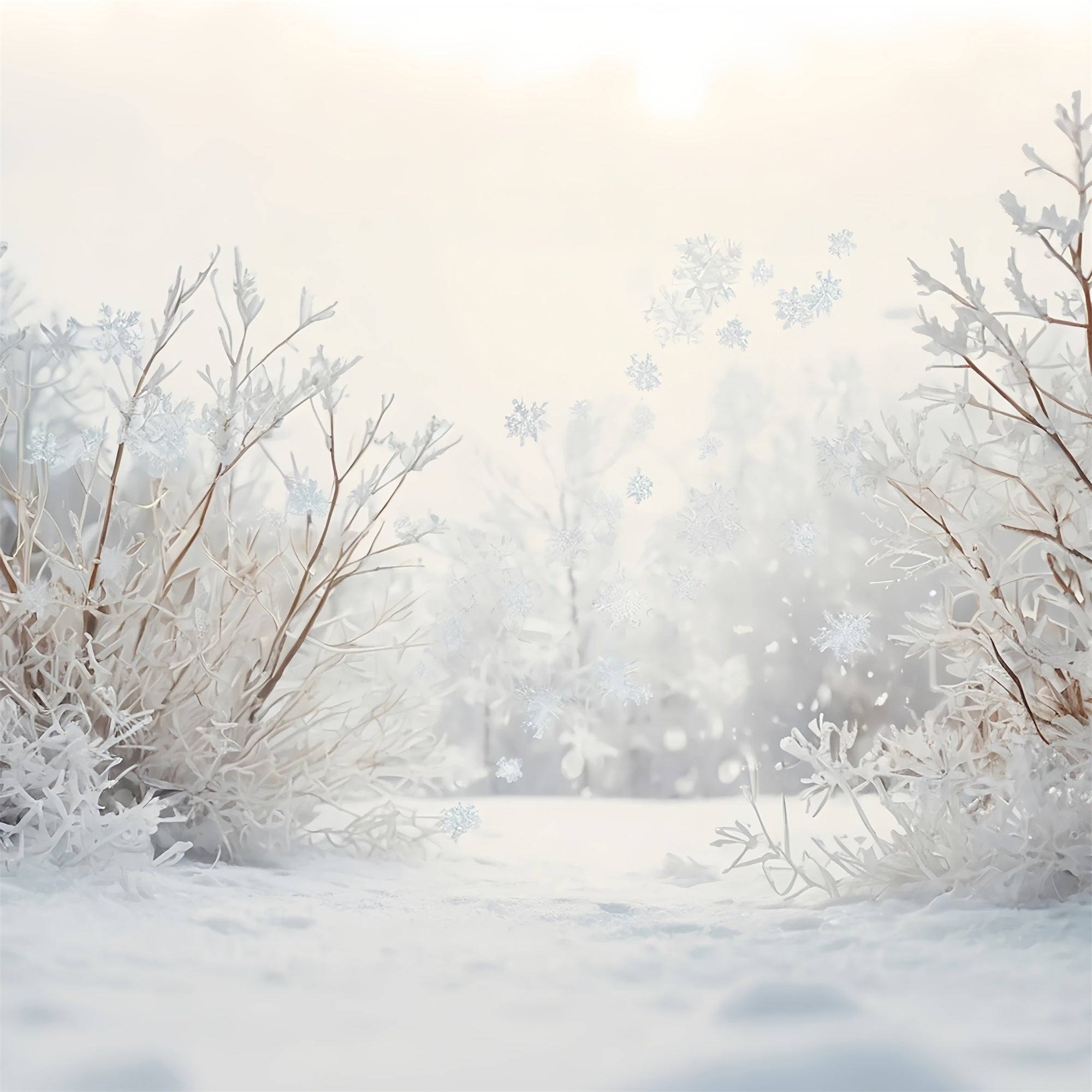 Winterszenen Hintergrund Schneebedeckte Wiese Zweige Hintergrund BRP11-30