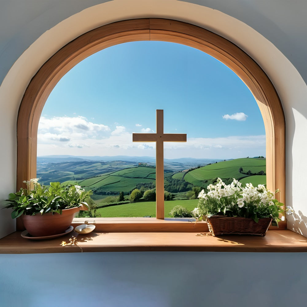 Ostern Fotohintergrund Kreuz über Hills Serenity Hintergrund BRP11-317