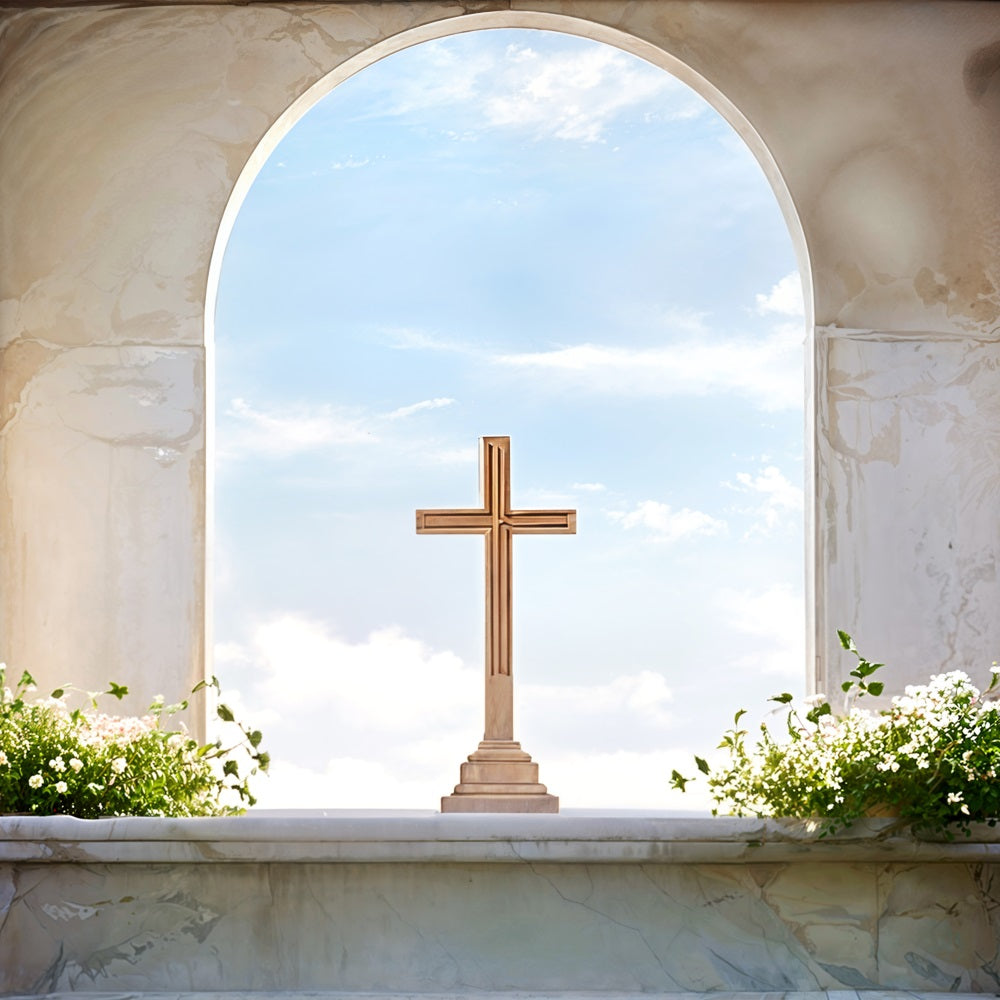 Ostern Fotohintergrund Marmorbogen Kreuz Himmel Hintergrund BRP11-323