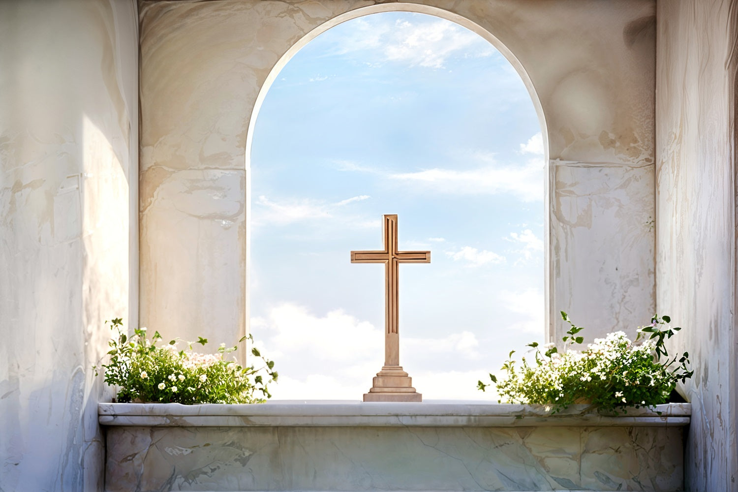 Ostern Fotohintergrund Marmorbogen Kreuz Himmel Hintergrund BRP11-323