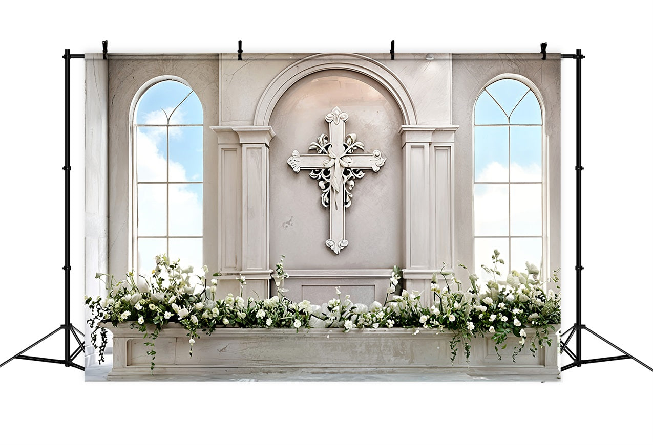 Ostern Hintergrund für Kirche Altar Floral Cross Hintergrund BRP11-324