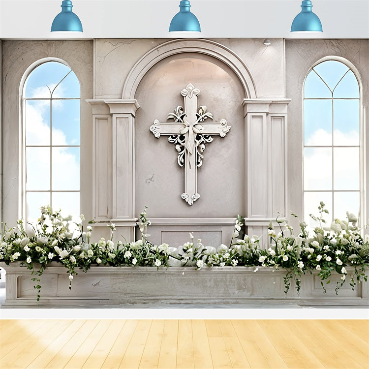 Ostern Hintergrund für Kirche Altar Floral Cross Hintergrund BRP11-324