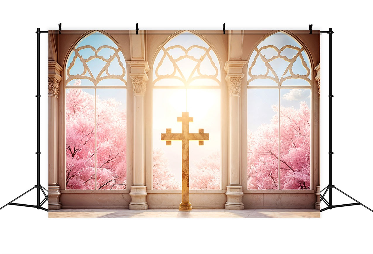 Ostern Hintergrund Fotografie Sonnenlicht Blüten Kreuz Hintergrund BRP11-327