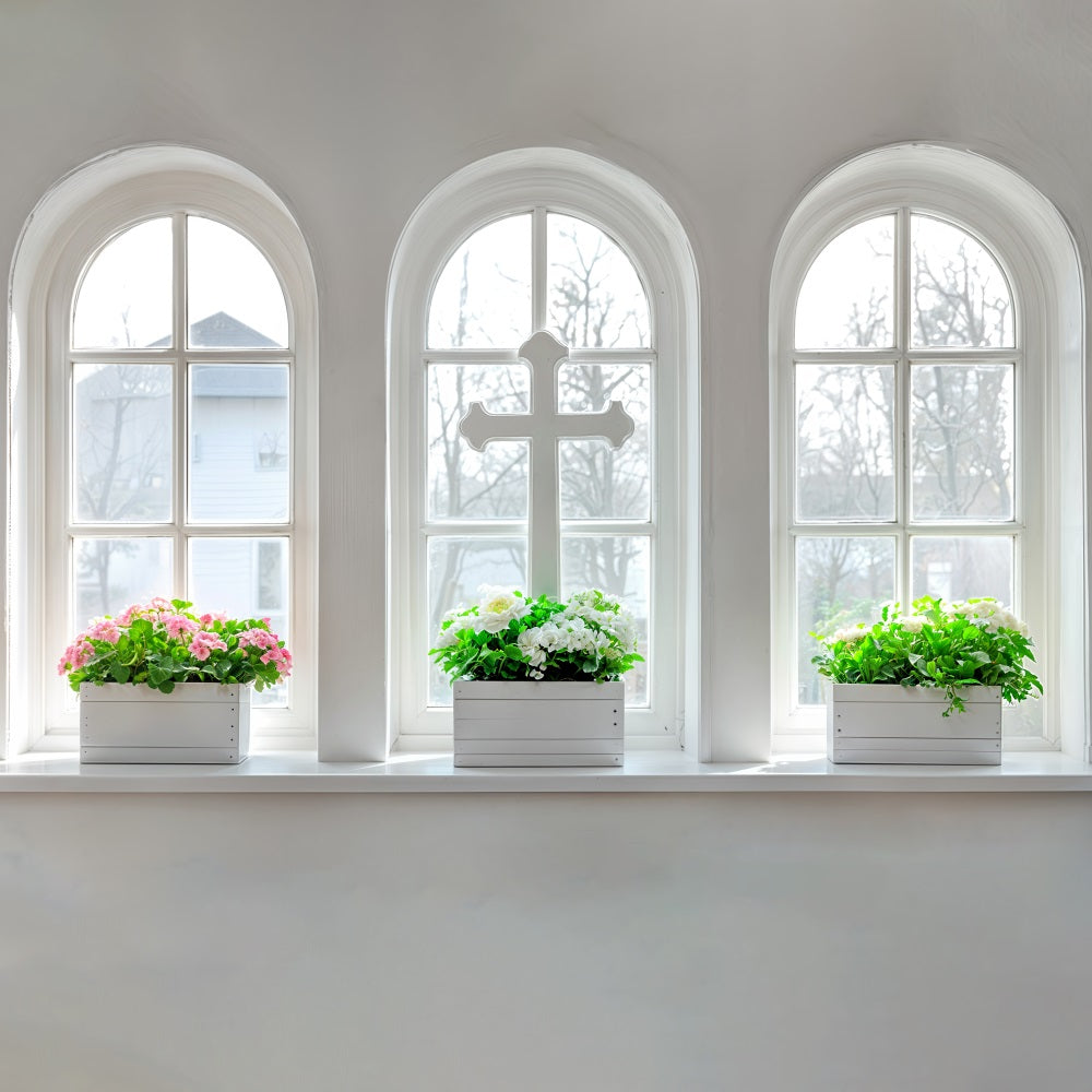 Ostern Fotohintergrund Fenster Dekor Floral Kreuz Hintergrund BRP11-328