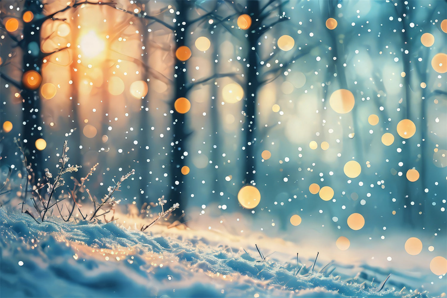 Winter Hintergrund Verträumtes Licht Schneefall Wald Hintergrund BRP11-33