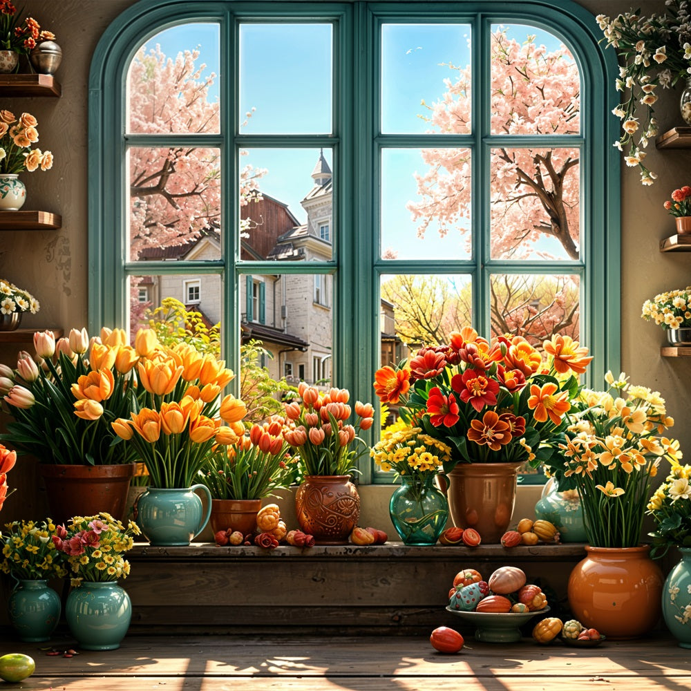 Ostern Hintergrund Bilder Ei Blüte Fenster Hintergrund BRP11-347