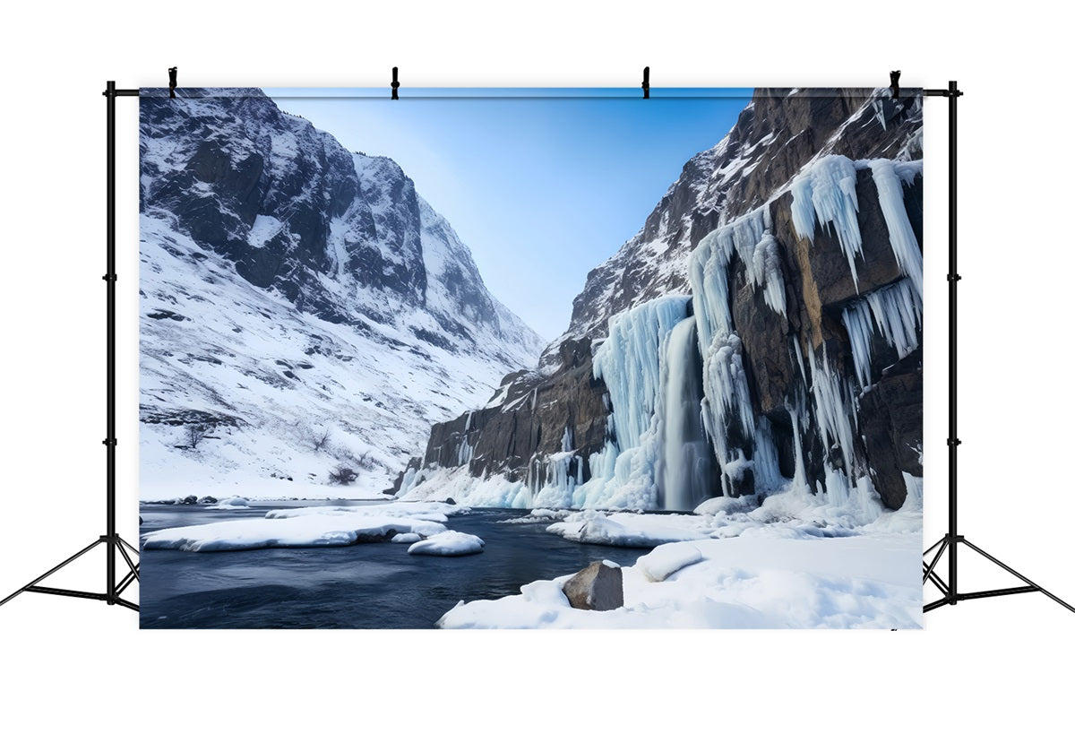 Winterszenen Majestätischer eisbedeckter Wasserfall Hintergrund BRP11-36