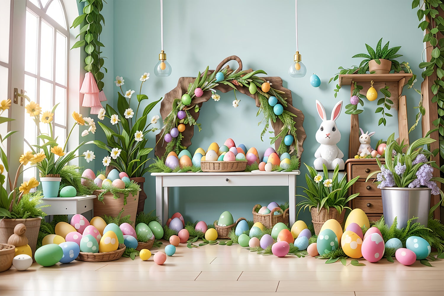 Ostern Hintergrund Ideen Bunny Tabelle Vibrant Eggs Hintergrund BRP11-361