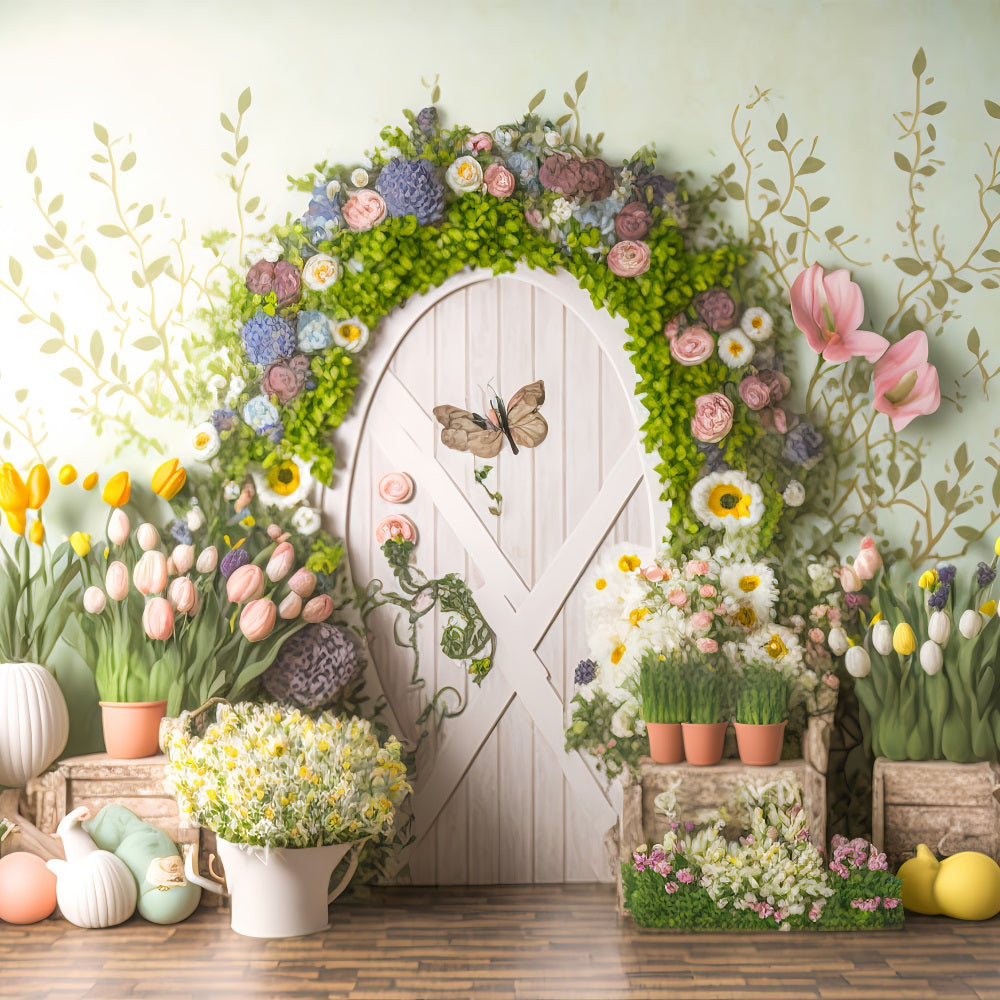 Ostern Hintergrund Tulpe Schmetterling Tür Dekor Hintergrund BRP11-362