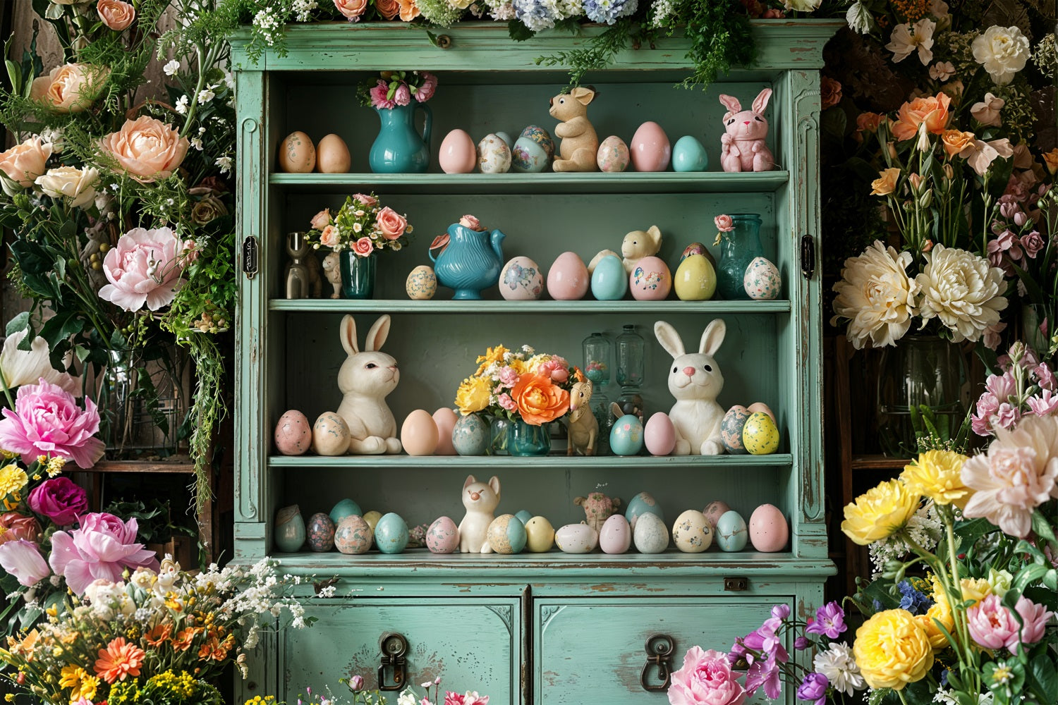 Ostern Bunny Hintergrund Regal Floral Eggs Hintergrund BRP11-367