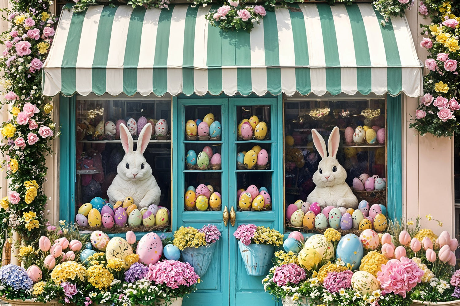 Ostern Hintergrund Floral Bunny Shop Fenster Hintergrund BRP11-372