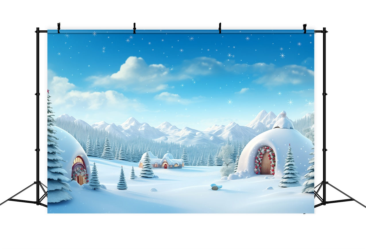 Winter Wonderland Hintergrund Igloos Snowy Peaks Hintergrund BRP11-48