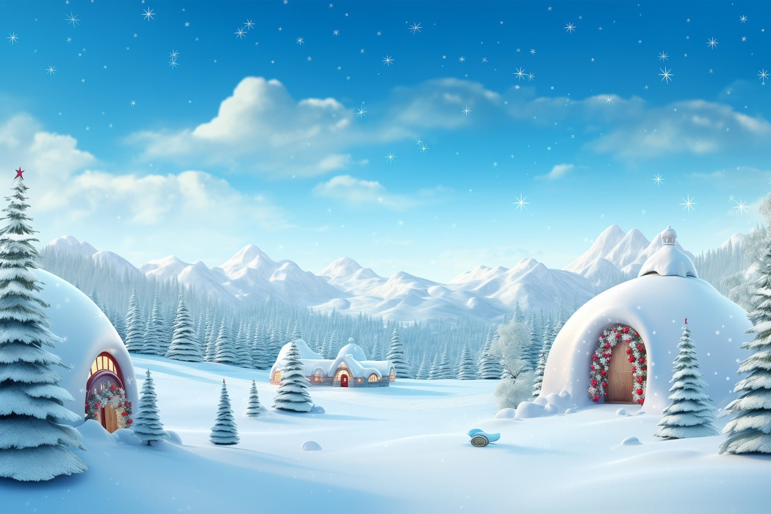 Winter Wonderland Hintergrund Igloos Snowy Peaks Hintergrund BRP11-48