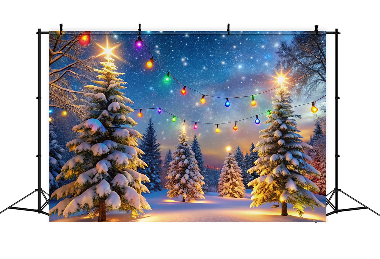 Winter Hintergrund Scenes Bunte Lichter Verschneite Bäume Hintergrund BRP11-485