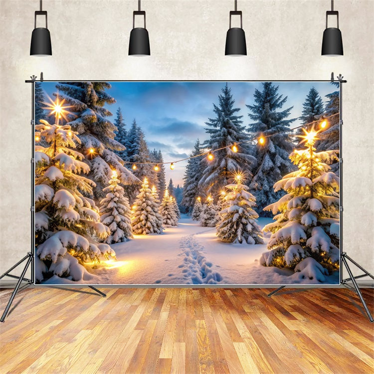 Winter Wonderland Backdrops Verschneiter Wald Lichter Hintergrund BRP11-486