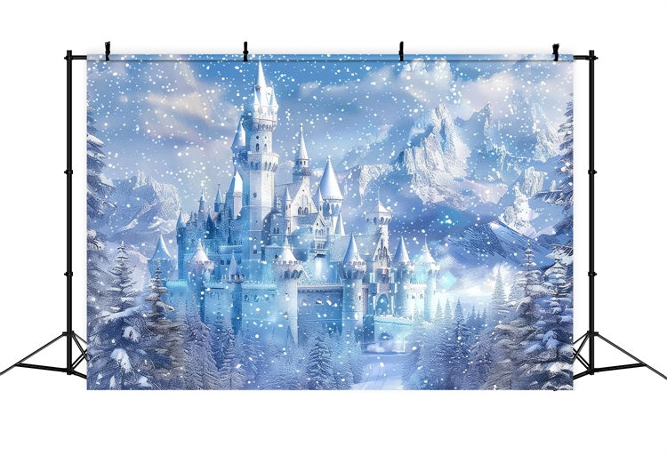 Winter Wonderland Hintergrund Frosty Fairy Tale Castle Hintergrund BRP11-49