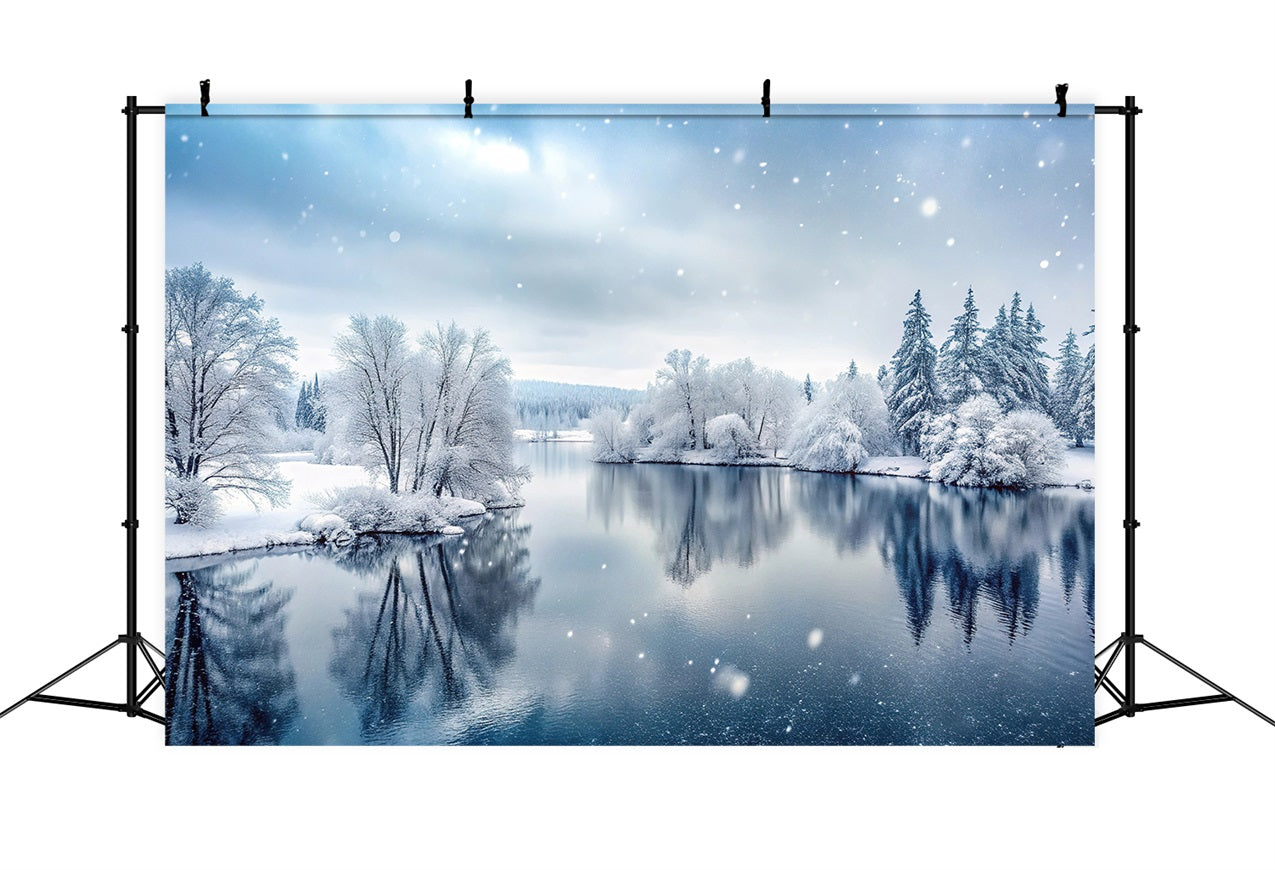 Winter Wonderland Fotografie Hintergrund Gefrorener See Hintergrund BRP11-492