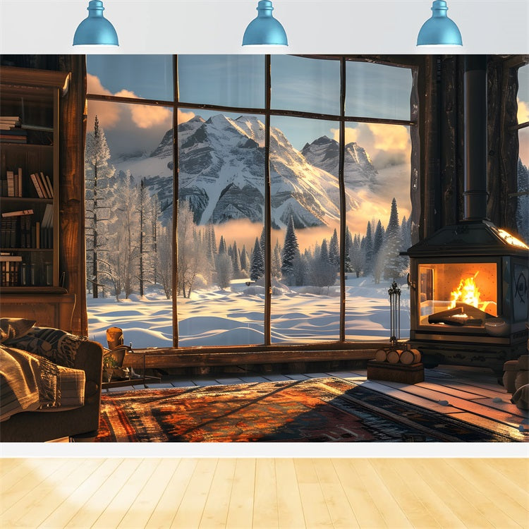 Winter Hintergrund Kamin Atemberaubende Alpenansichten Hintergrund BRP11-501