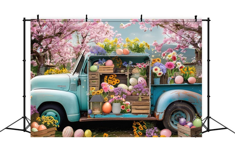 Ostern Frühling Backdrops Blumen Eier Truck Backdrop BRP11-519