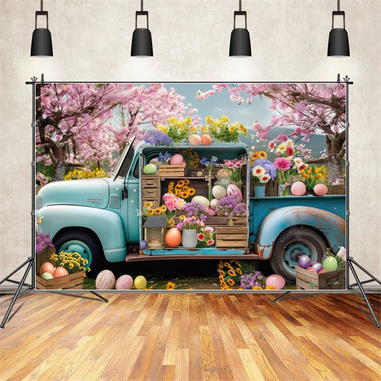 Ostern Frühling Backdrops Blumen Eier Truck Backdrop BRP11-519