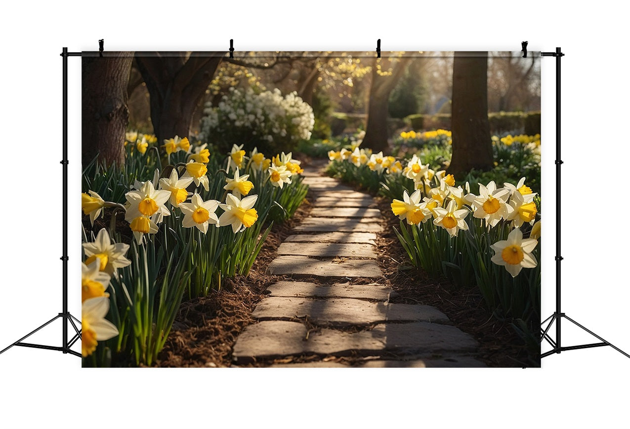 Frühling Fotografie Backdrop Garten Spaziergang Narzissen Backdrop BRP11-524