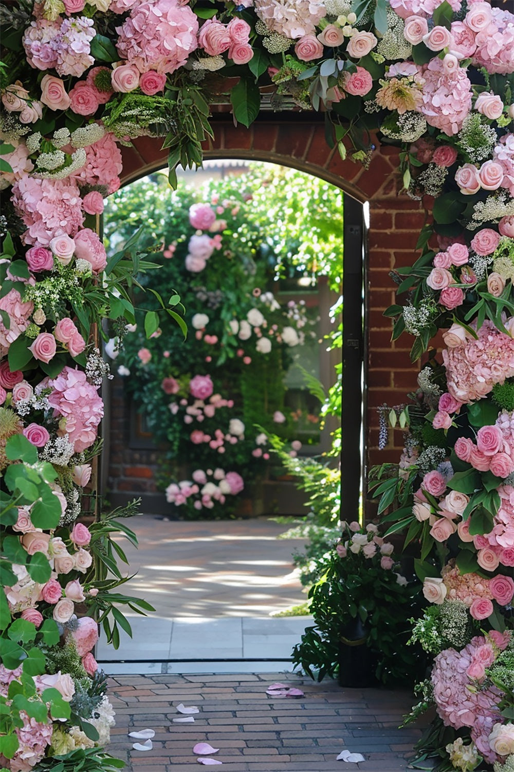 Frühlingsblumen Hintergrund Romantisch Rosa Torbogen Hintergrund BRP11-530