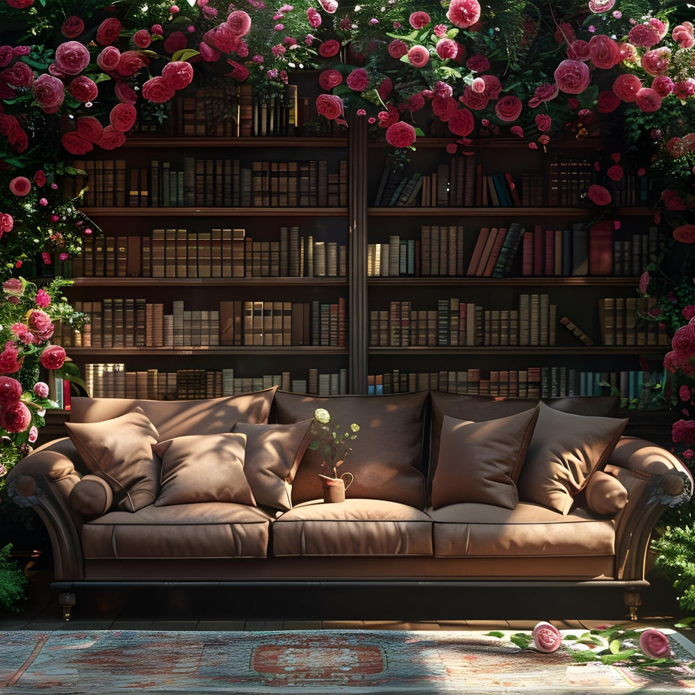 Fotografie Frühling Backdrop Sofa Blume Bücherregal Hintergrund BRP11-533