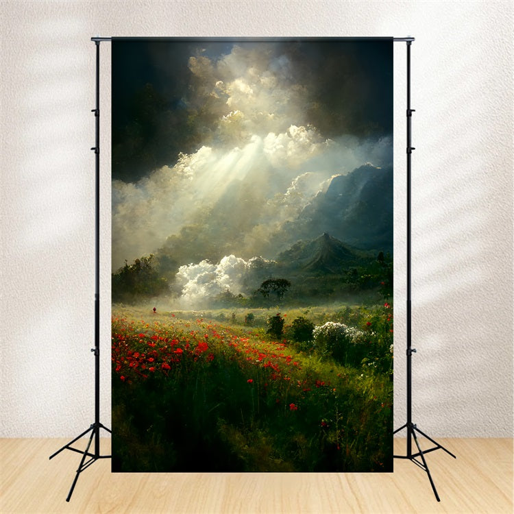 Vintage Backdrops Majestätische Landschaft Himmlischer Lichtstrahl Backdrop BRP11-564