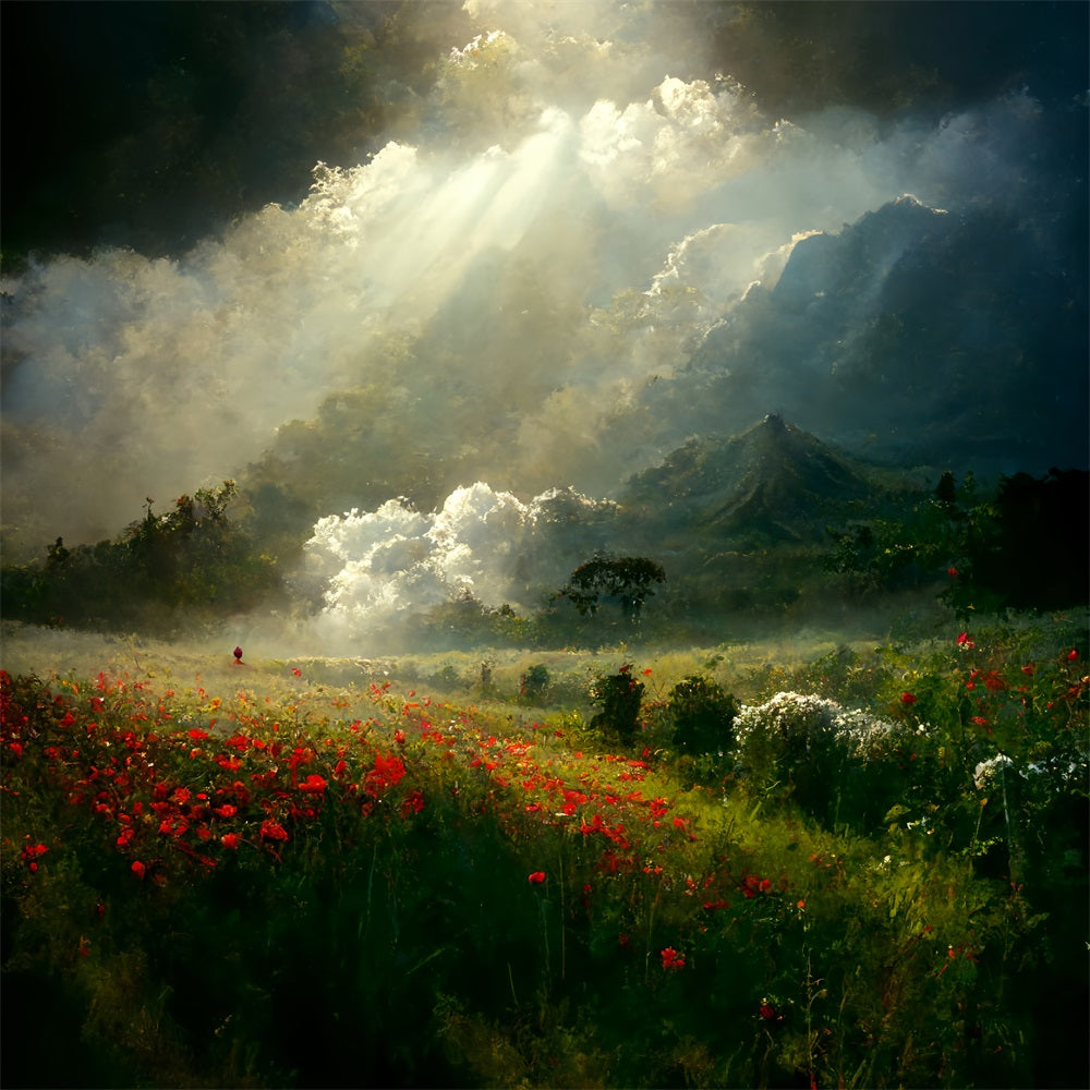 Vintage Backdrops Majestätische Landschaft Himmlischer Lichtstrahl Backdrop BRP11-564