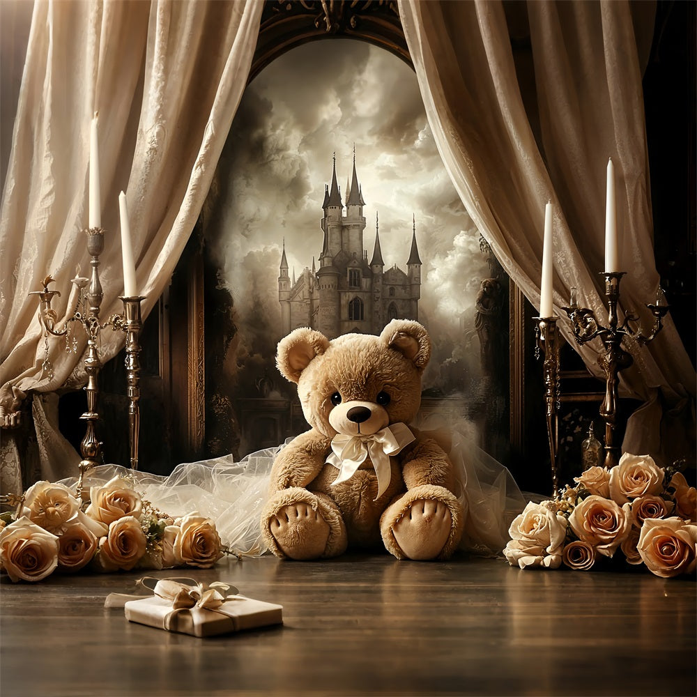 Vintage Backdrops Schloss Rose Teddy Vorhang Backdrop BRP11-584