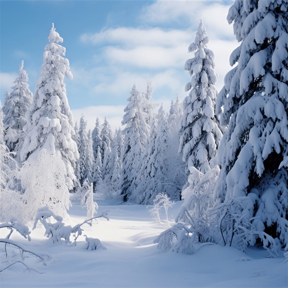 Winterszenen-Hintergrund Gefrorene Kiefern Blauer Himmel Hintergrund BRP11-7