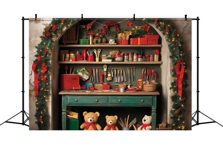 Weihnachts-Fotohintergrund Santa's Workshop Merry Crafts Hintergrund BRP11-87